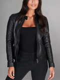 Womens Top Gun Vegan Black Leather Jacket