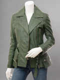 Women's Vintage Real Leather Jacket for Biker Style