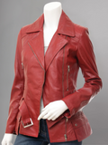 Women's Vintage Real Leather Jacket for Biker Style