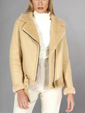 Womens Tan Brown Shearling Leather Jacket