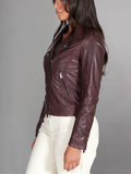 Women's Genuine Lambskin Leather Motorcycle Jacket