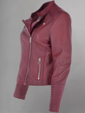 Womens Long Sleeve Zip Up Short Moto Jackets