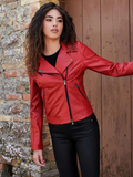 Women's Genuine Lambskin Leather Motorcycle Jacket