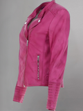 Womens Long Sleeve Zip Up Short Moto Jackets