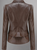 Women Black Motorcycle Leather Jacket