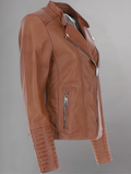 Womens Long Sleeve Zip Up Short Moto Jackets