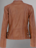 Womens Long Sleeve Zip Up Short Moto Jackets