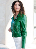 Women's Genuine Lambskin Leather Motorcycle Jacket