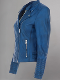 Womens Long Sleeve Zip Up Short Moto Jackets