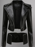 Women Black Motorcycle Leather Jacket