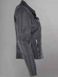 Womens Long Sleeve Zip Up Short Moto Jackets