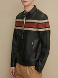 Agostini Distressed Stripped Racer Jacket