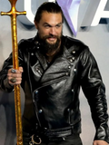 Aquaman Jason Momoa Biker Black Leather Jacket