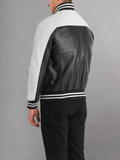 BLACK & WHITE BIKER LEATHER JACKET