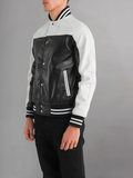 BLACK & WHITE BIKER LEATHER JACKET