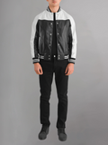 BLACK & WHITE BIKER LEATHER JACKET