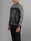 BLACK & WHITE BIKER LEATHER JACKET