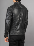 Black Cafe Racer Motorcycle Leather Jacket
