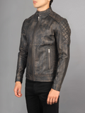 Black Cafe Racer Motorcycle Leather Jacket
