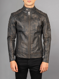 Black Cafe Racer Motorcycle Leather Jacket
