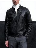 Black Leather Café Racer Jacket