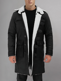 Black Shearling Leather Coat for Winter