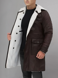 Black Shearling Leather Coat for Winter