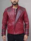 Black Short Collar Biker Genuine Sheepskin Leather Jacket