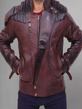 Black Short Collar Biker Genuine Sheepskin Leather Jacket