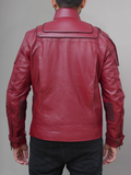 Black Short Collar Biker Genuine Sheepskin Leather Jacket