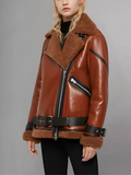 Blanche Rusty Brown Oversized Shearling Jacket