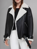 Patty Black Shearling Leather Jacket