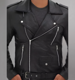 Brando Motorcycle Mens Black Asymmetrical Leather Jacket