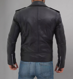 Brando Motorcycle Mens Black Asymmetrical Leather Jacket