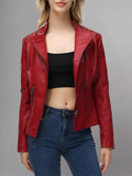 Womens Real Leather Jacket Short Zipper Motorcycle Jackets