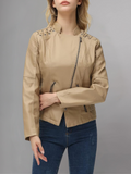 Brown Long-Sleeve Moto Jacket - Women & Plus