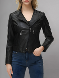 Brown Long-Sleeve Moto Jacket - Women & Plus