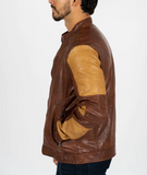 Brown and Yellow Leather Quilting Vintage Jacket