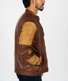 Brown and Yellow Leather Quilting Vintage Jacket