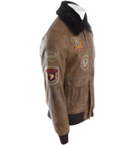 Buy Best Mens Aviator Tan Bomber Leather Jacket