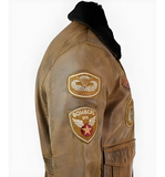 Buy Best Mens Aviator Tan Bomber Leather Jacket