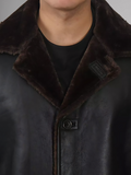 Dark Brown Shearling Leather Winter Coat Mens
