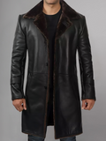 Dark Brown Shearling Leather Winter Coat Mens