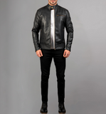 Dean Black Leather Biker Jacket