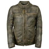 Distressed Waxed Mens Vintage Biker Retro Motorcycle Cafe Racer Leather Jacket Jackets Empire