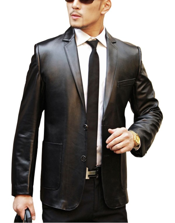 JE .Fashion Leather Coat In Black Blazer Men Office Purpose