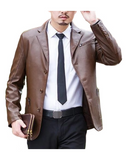 JE.Fashion Brown Formal Blazer Made From Sheep Leather
