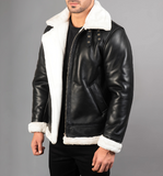 Francis B-3 Black & White Leather Bomber Jacket