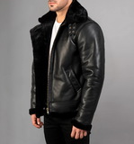 Francis B-3 Black & White Leather Bomber Jacket