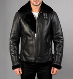 Francis B-3 Black & White Leather Bomber Jacket